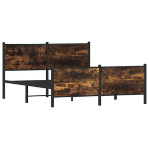 Sängram utan madrass metall rökfärgad ek 137x190 cm