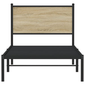 Sängram utan madrass metall sonoma-ek 80x200 cm
