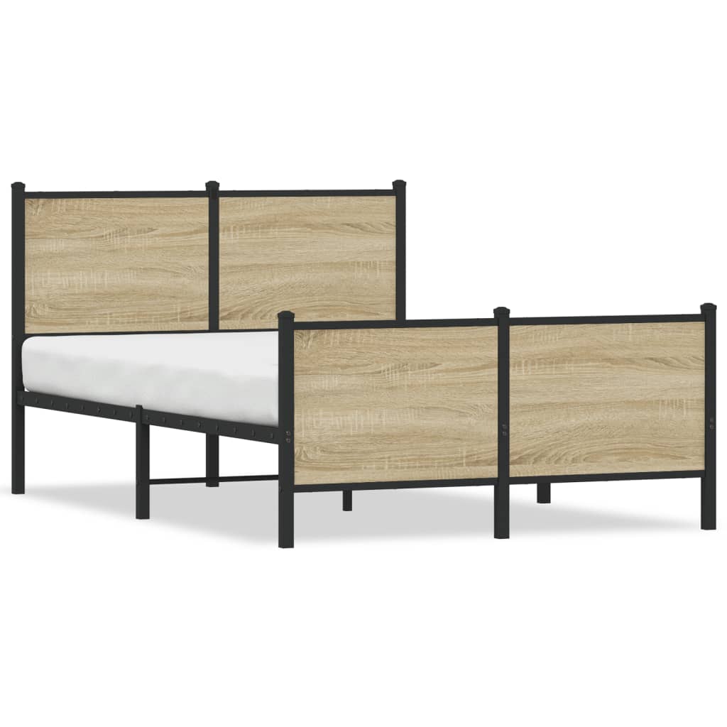Sängram utan madrass metall sonoma-ek 120x190 cm