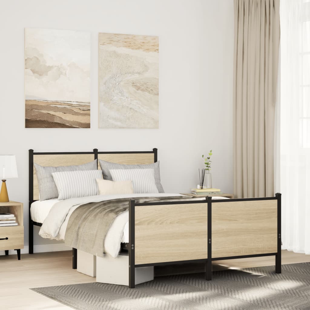Sängram utan madrass metall sonoma-ek 120x190 cm