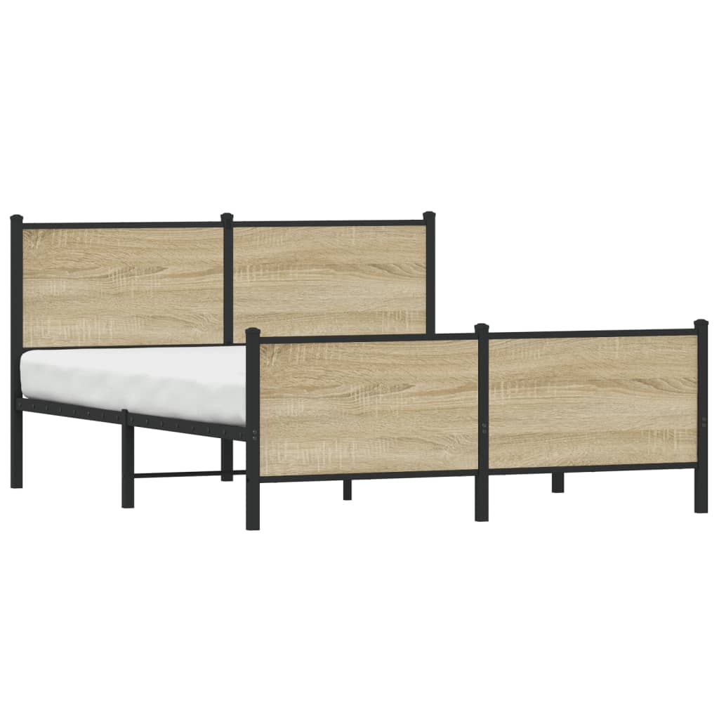 Sängram utan madrass metall sonoma-ek 137x190 cm