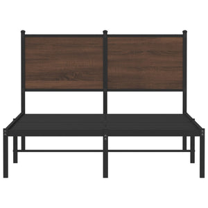 Sängram utan madrass metall brun ek 120x190 cm
