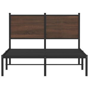Sängram utan madrass metall brun ek 120x200 cm