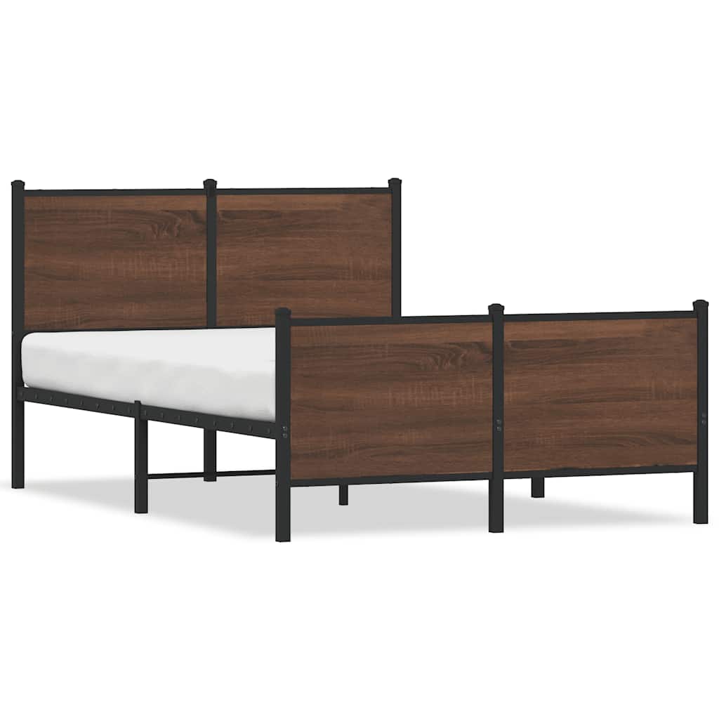 Sängram utan madrass metall brun ek 120x200 cm