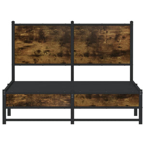 Sängram utan madrass metall rökfärgad ek 120x200 cm