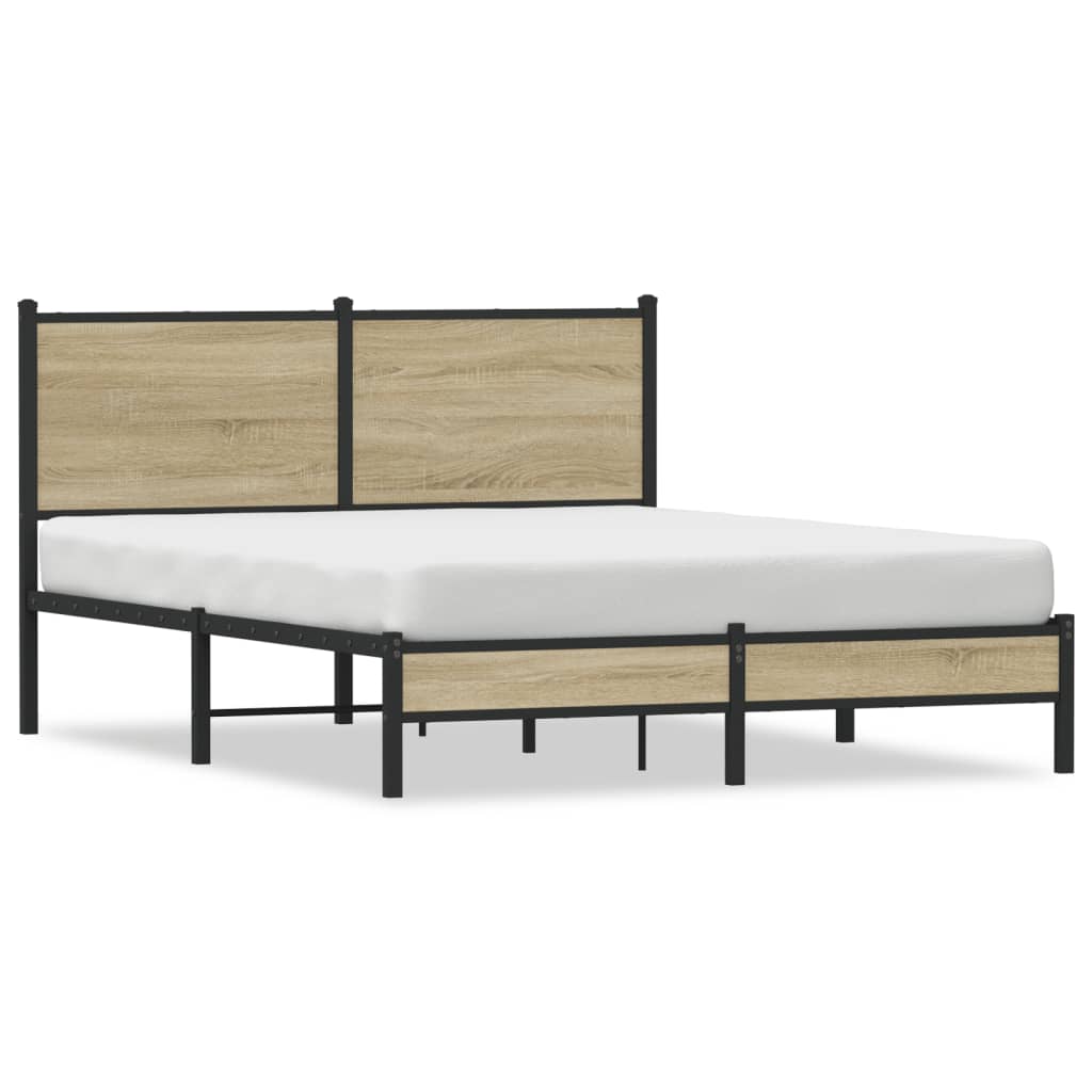 Sängram utan madrass metall sonoma-ek 140x190 cm