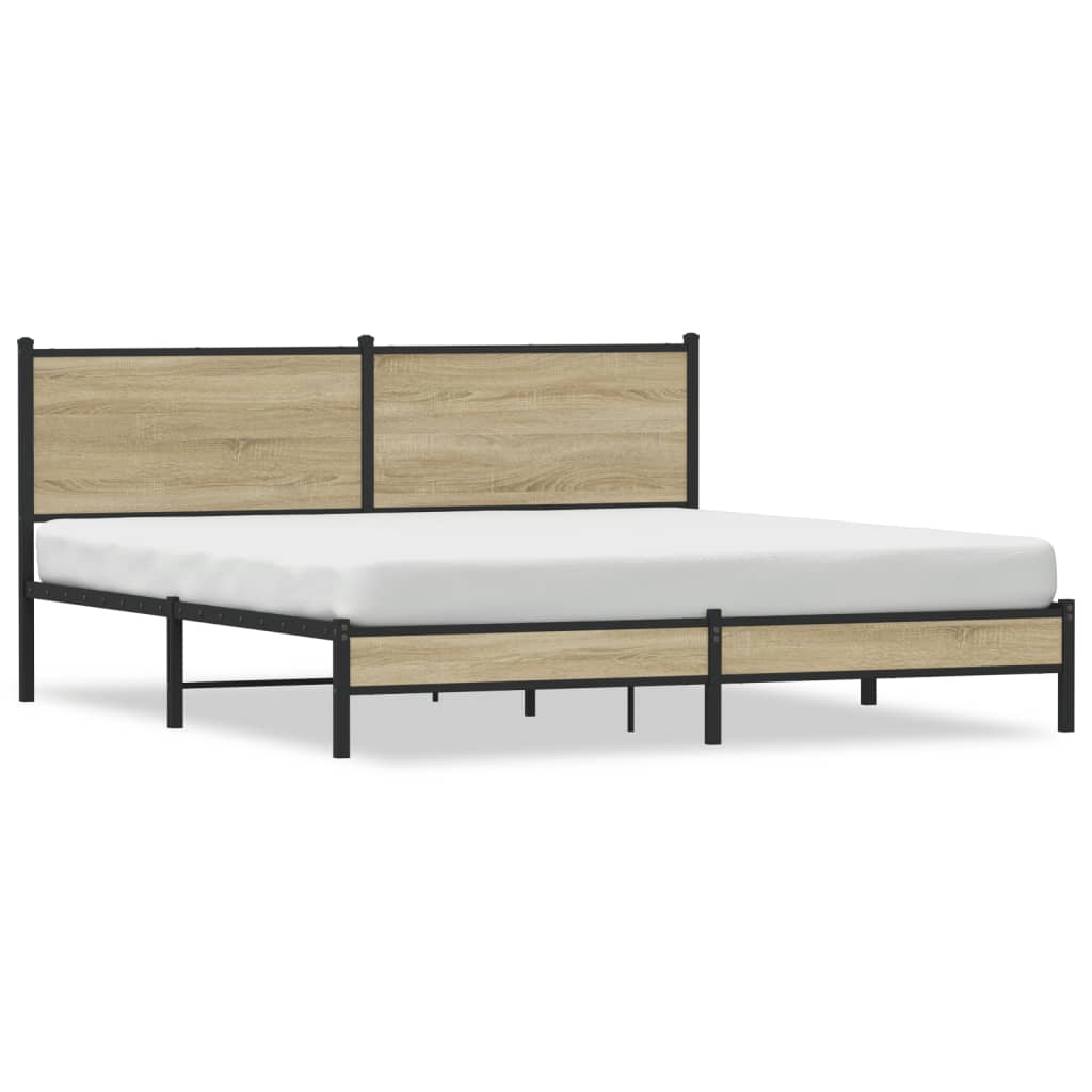 Sängram utan madrass metall sonoma-ek 160x200 cm