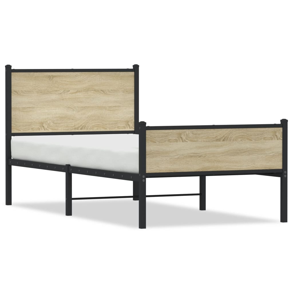 Sängram utan madrass metall sonoma-ek 100x190 cm