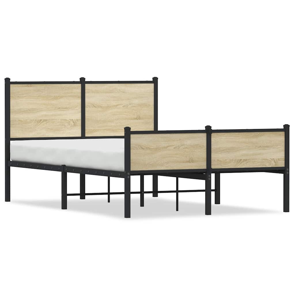 Sängram utan madrass metall sonoma-ek 120x200 cm
