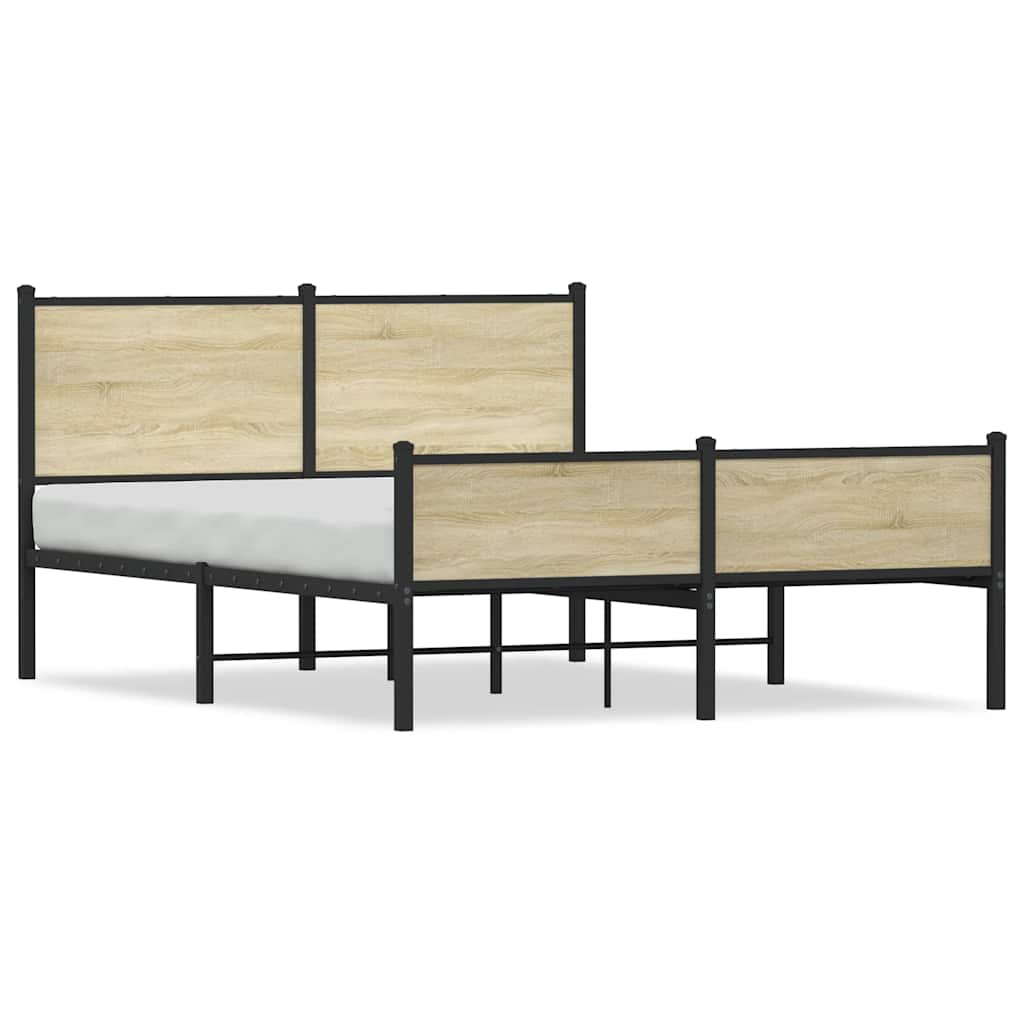 Sängram utan madrass metall sonoma-ek 140x190 cm