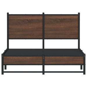 Sängram utan madrass metall brun ek 120x200 cm