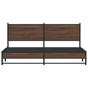 Sängram utan madrass metall brun ek 160x200 cm