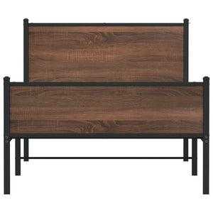 Sängram utan madrass metall brun ek 100x190 cm