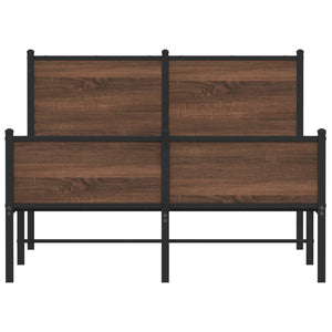 Sängram utan madrass metall brun ek 120x200 cm