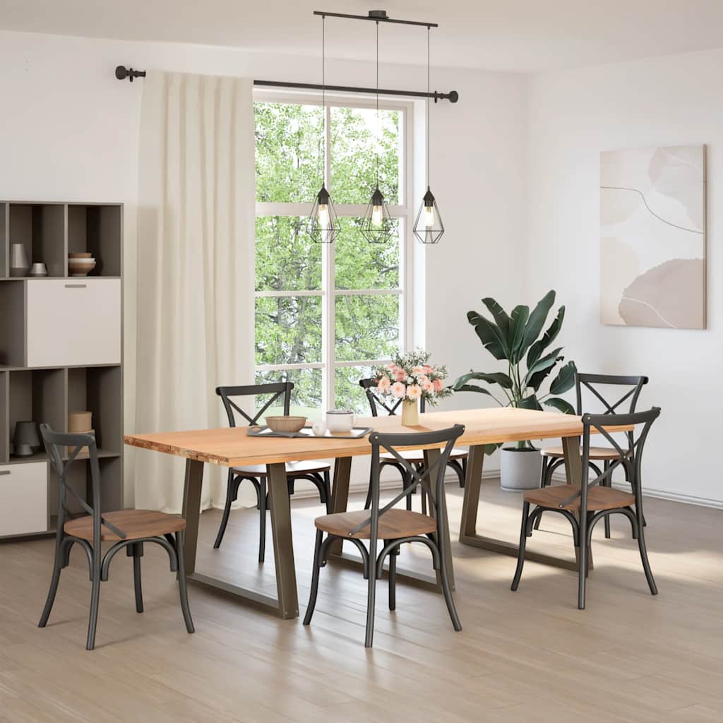 Matbordsben V-formade 3 st naturstål 100x(72-73,3) cm stål
