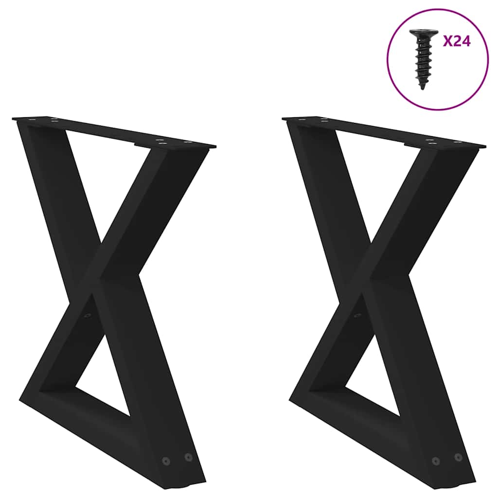 Soffbordsben 2 st svarta 50x(42-43,3) cm stål