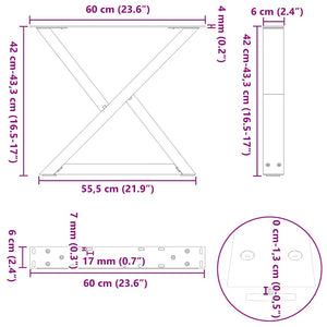 Soffbordsben 2 st naturstål 60x(42-43,3) cm stål