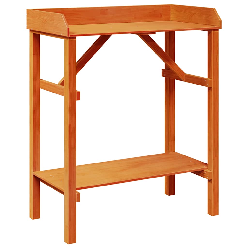 Planteringsbord med hylla Brun 75 x 40 x 90 cm Massiv furu