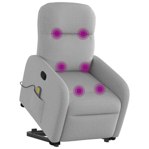 Massagefåtölj med uppresningshjälp molngrå tyg