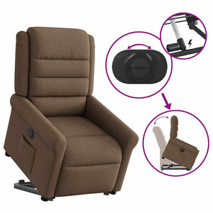 Elektrisk reclinerfåtölj med uppresningshjälp brun tyg