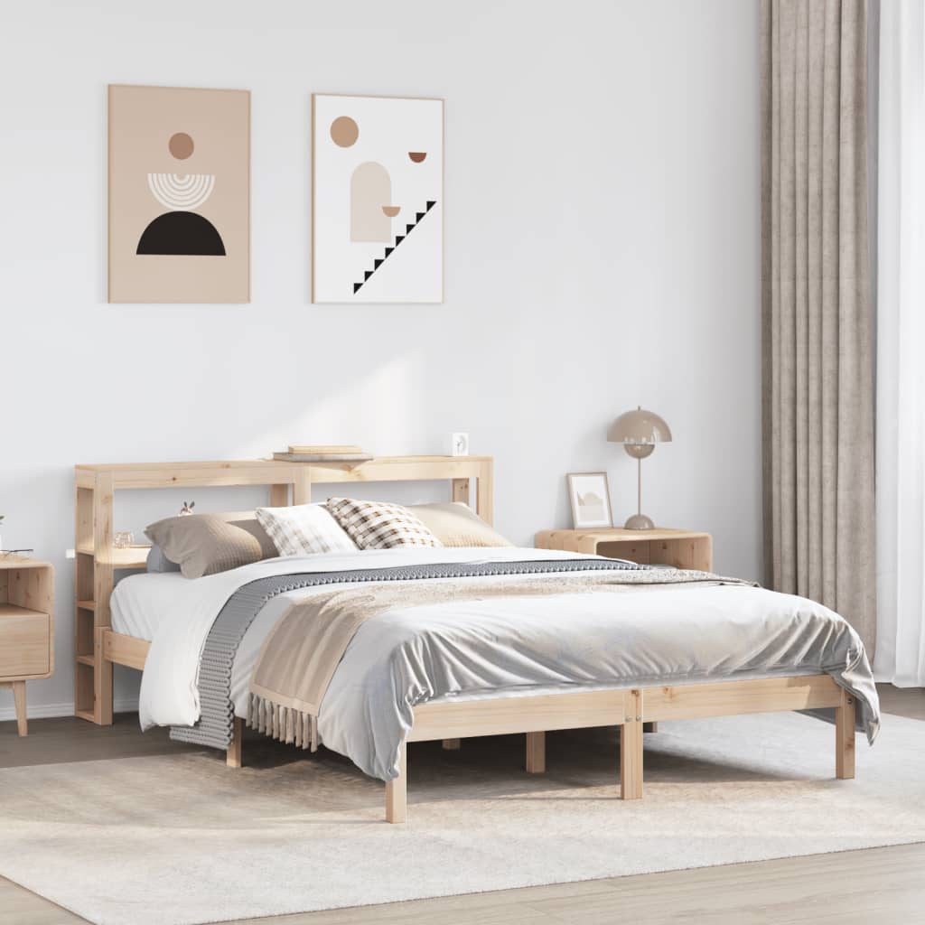 Sängram utan madrass 120x190 cm massiv furu