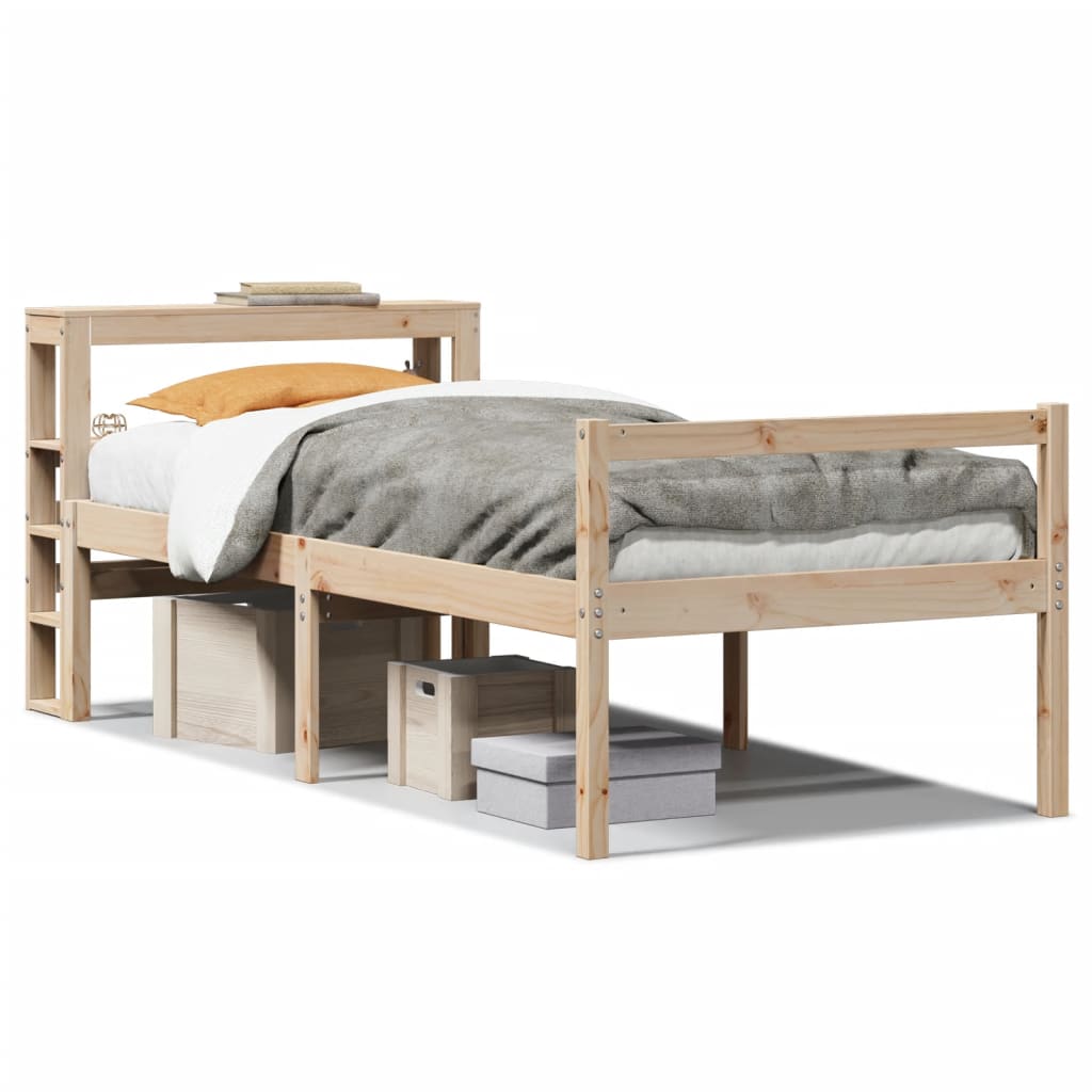 Seniorsäng med sänggavel 75x190 cm massiv furu