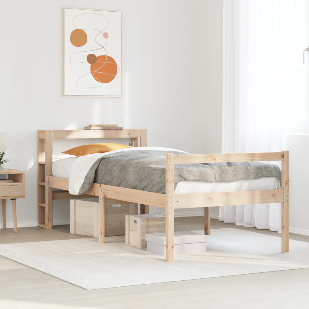 Seniorsäng med sänggavel 75x190 cm massiv furu