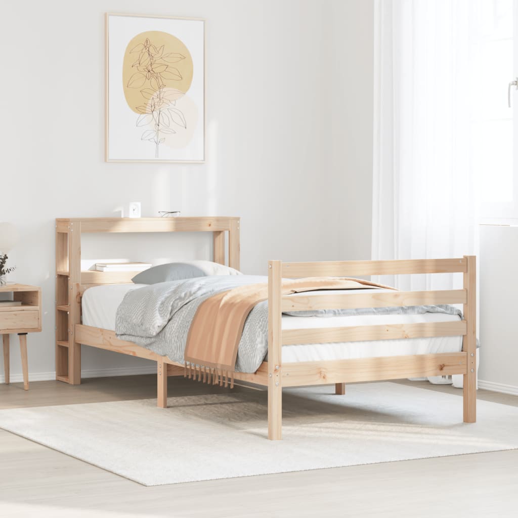 Sängram med huvudgavel 90x200 cm massiv furu