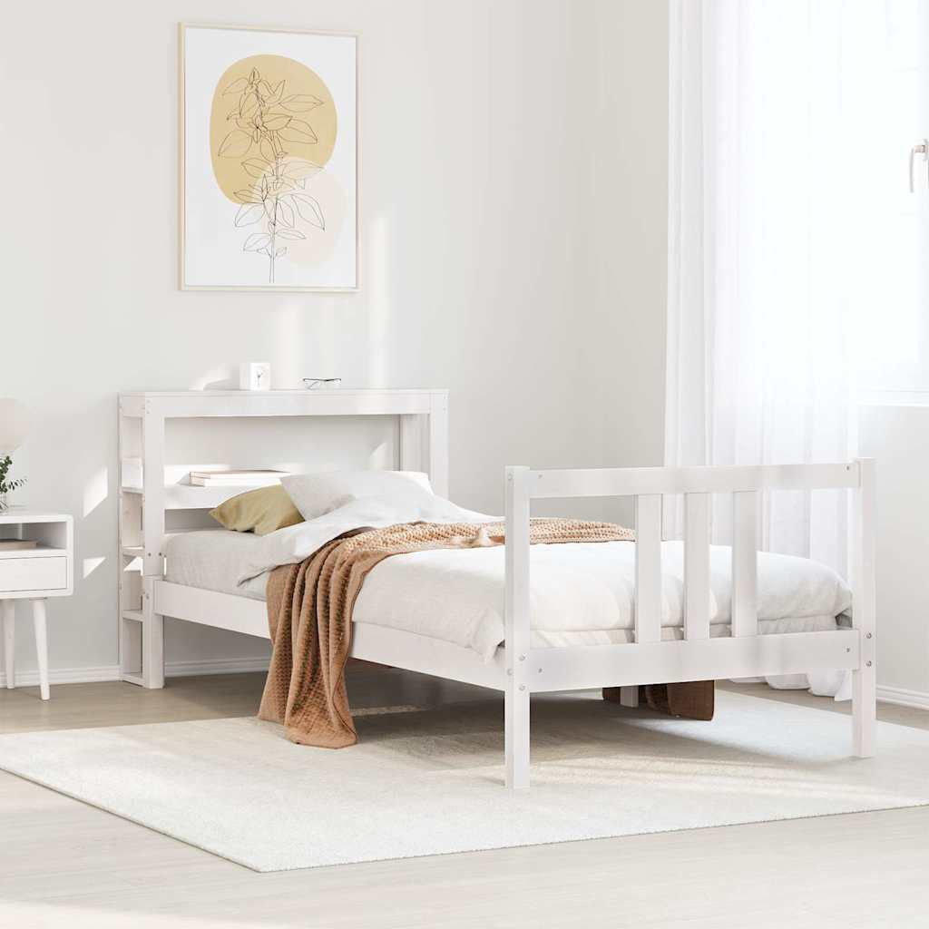 Sängram med huvudgavel utan madrass vit 90x200 cm