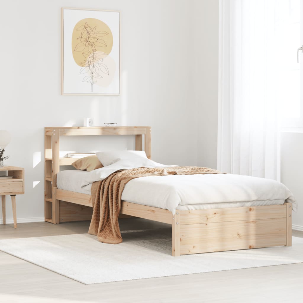 Sängram med huvudgavel 75x190 cm massivt furu