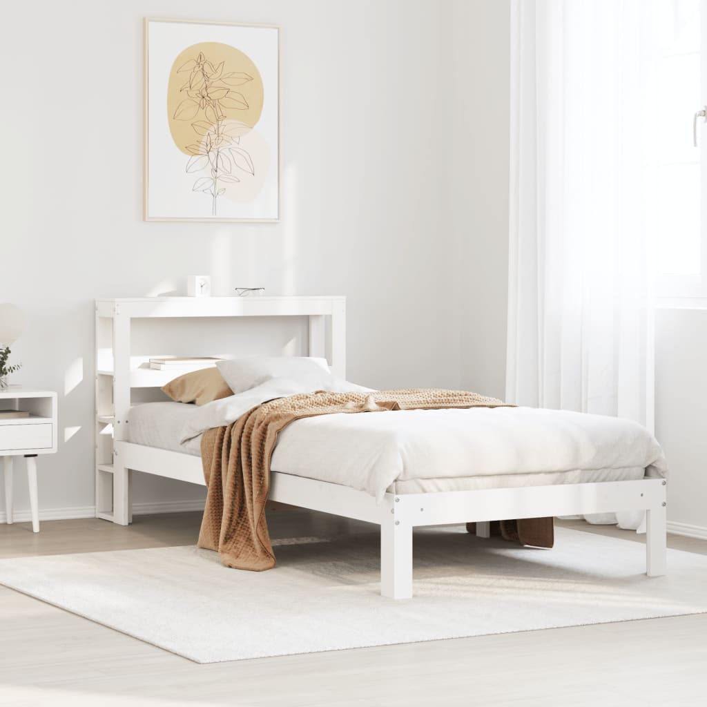 Sängram med huvudgavel utan madrass vit 90x200 cm