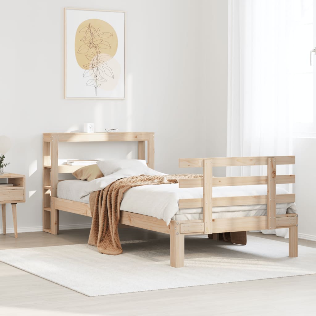 Sängram med huvudgavel 90x190 cm massiv furu
