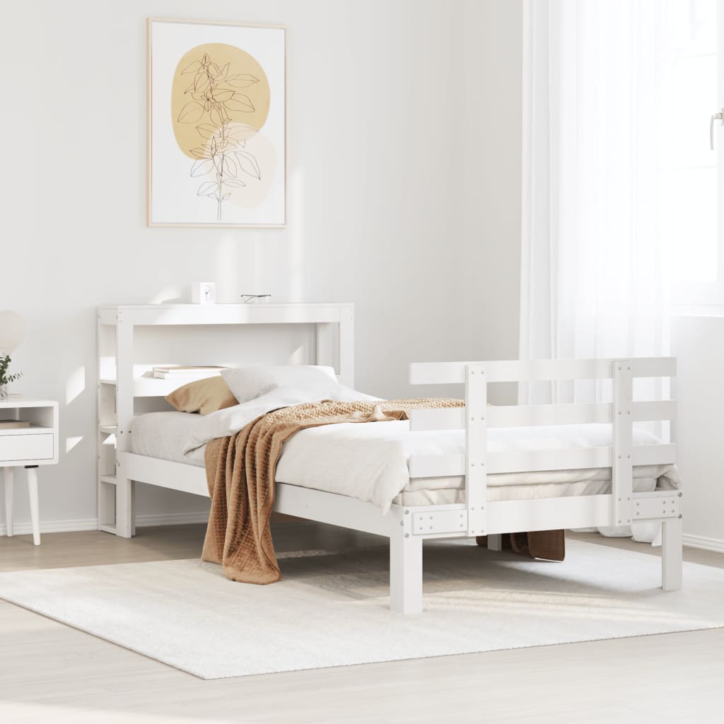 Sängram med huvudgavel utan madrass vit 90x190 cm