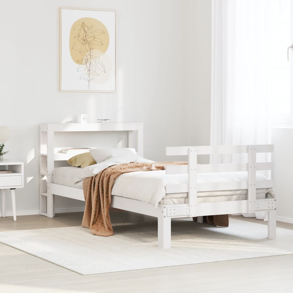 Sängram med huvudgavel utan madrass vit 90x200 cm