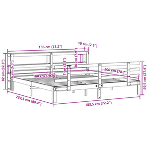 Sängram med huvudgavel utan madrass vit 180x200 cm
