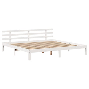 Sängram med huvudgavel utan madrass vit 200x200 cm