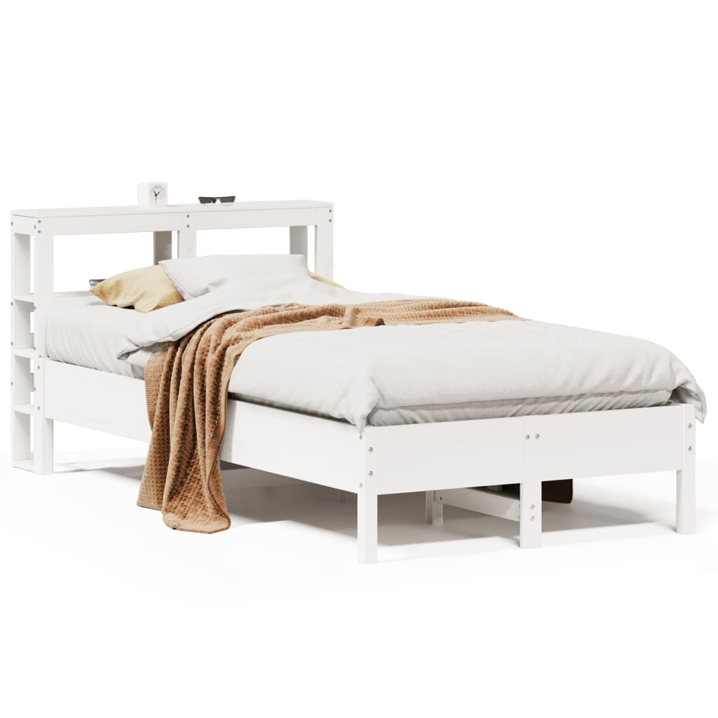 Sängram utan madrass vit 90x190 cm massiv furu