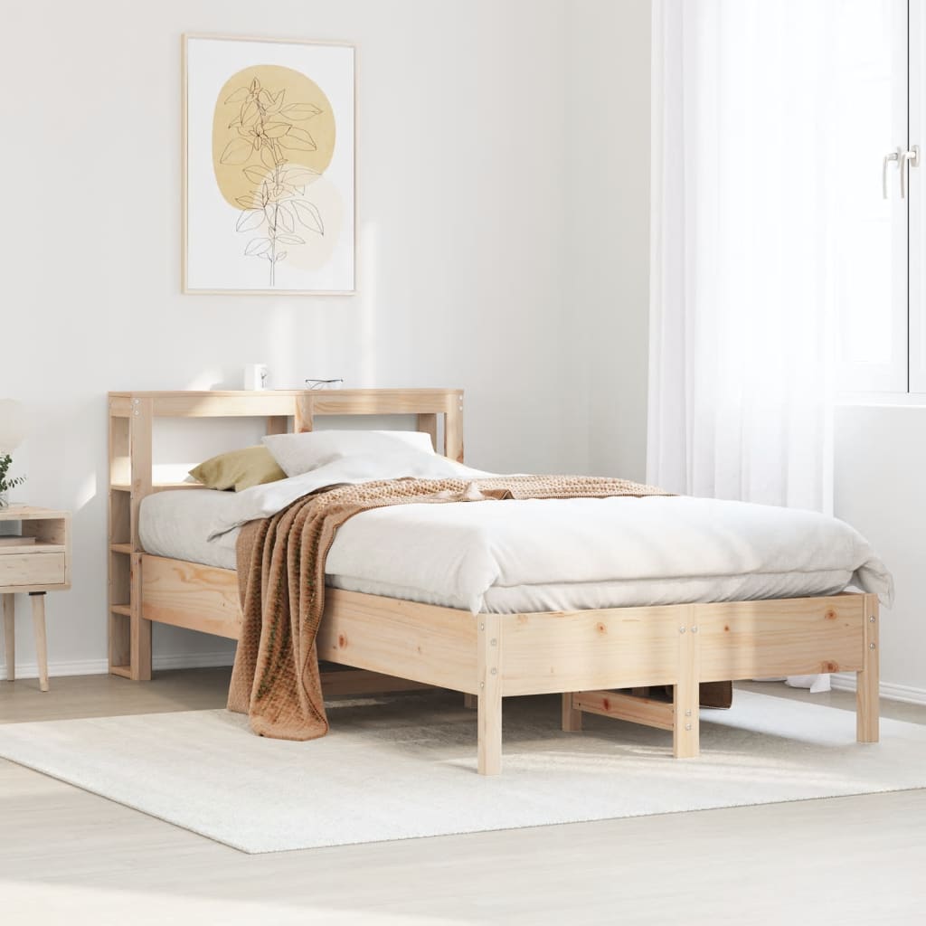 Sängram utan madrass 75x190 cm massiv furu