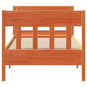 Sängram utan madrass vaxad brun 90x200 cm massiv furu