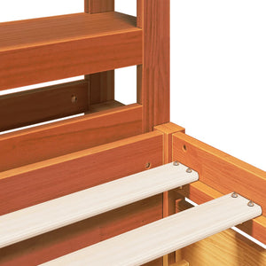 Sängram utan madrass vaxbrun 135x190 cm massiv furu