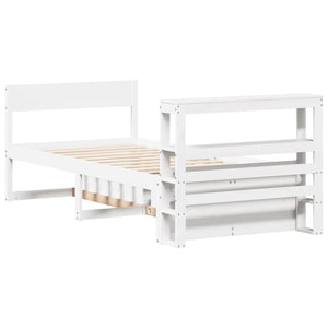 Sängram utan madrass vit 75x190 cm massiv furu