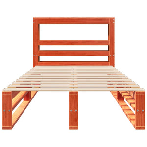 Sängram utan madrass vaxbrun 75x190 cm massiv furu