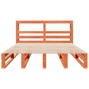 Sängram utan madrass vaxbrun 120x190 cm massiv furu