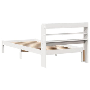 Sängram utan madrass vit 75x190 cm massiv furu