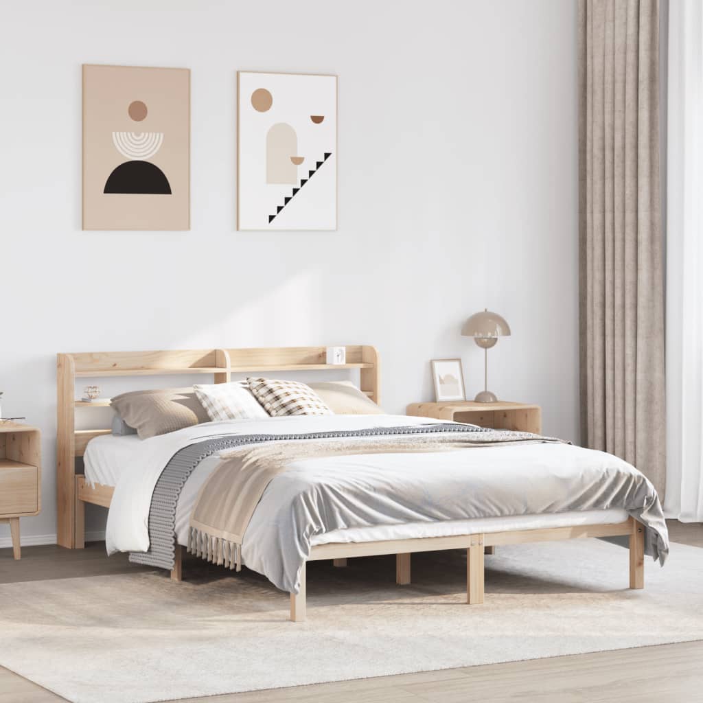 Sängram utan madrass 135x190 cm massiv furu