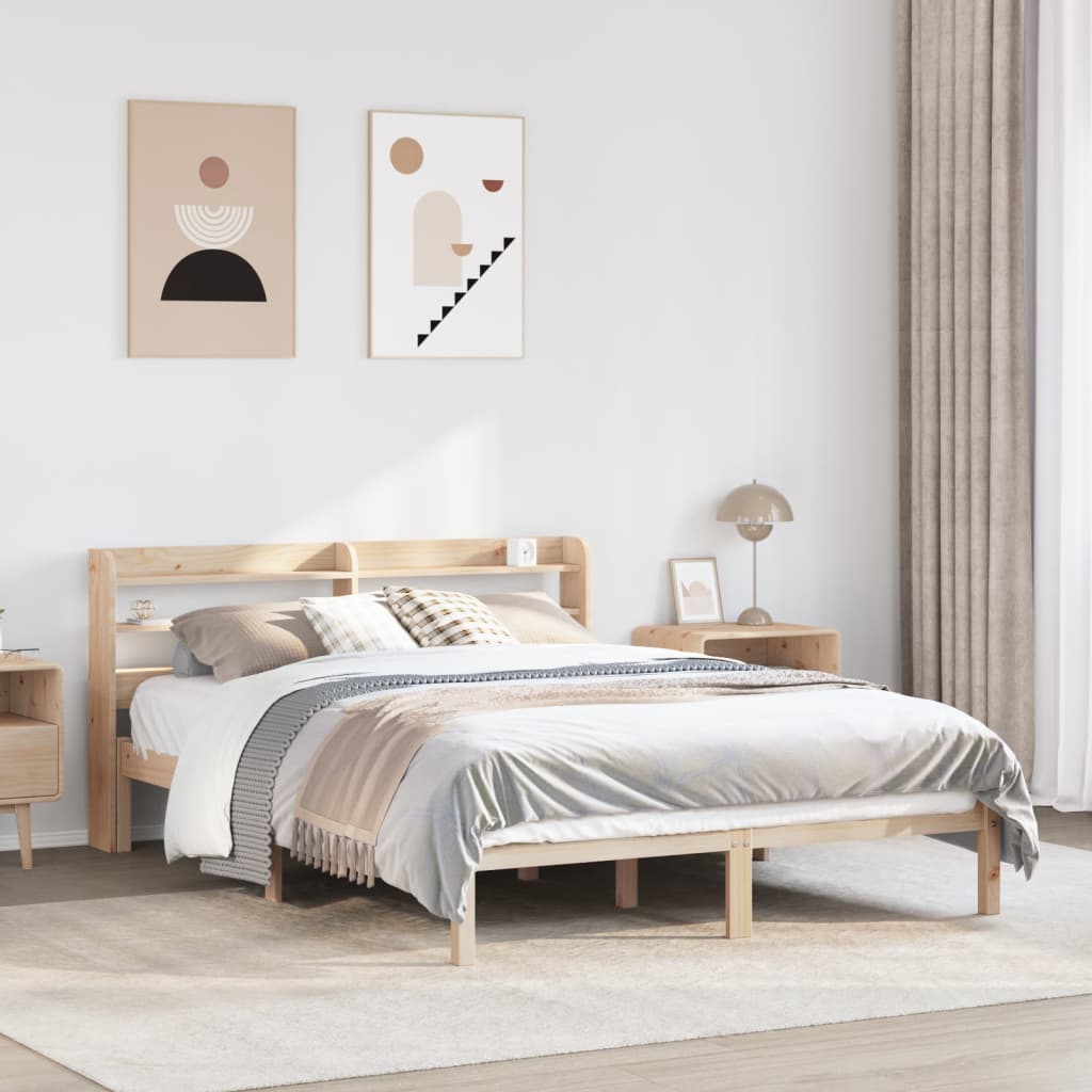 Sängram utan madrass 150x200 cm massiv furu