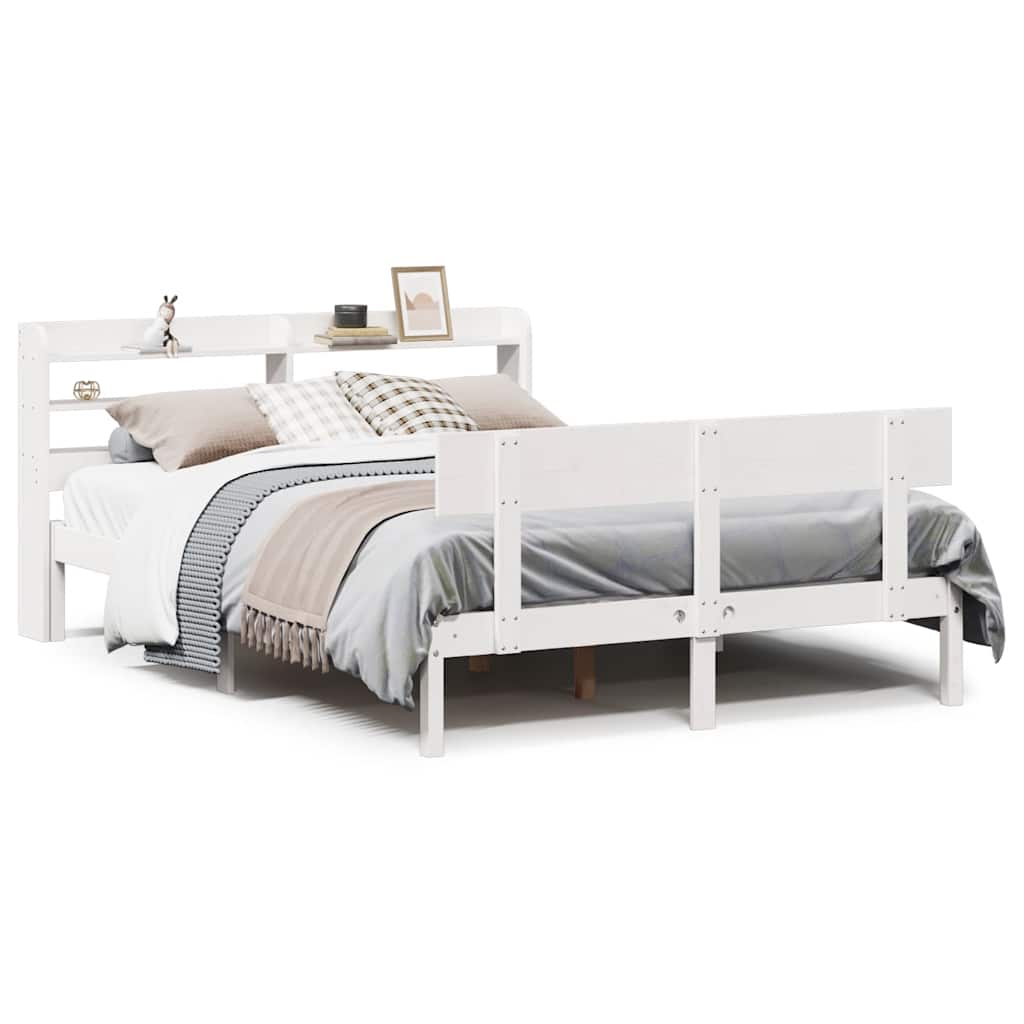 Sängram utan madrass vit 120x200 cm massiv furu