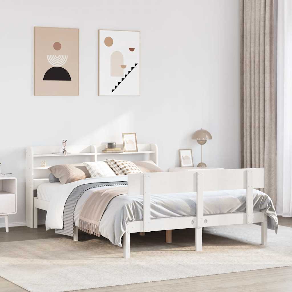 Sängram utan madrass vit 120x200 cm massiv furu