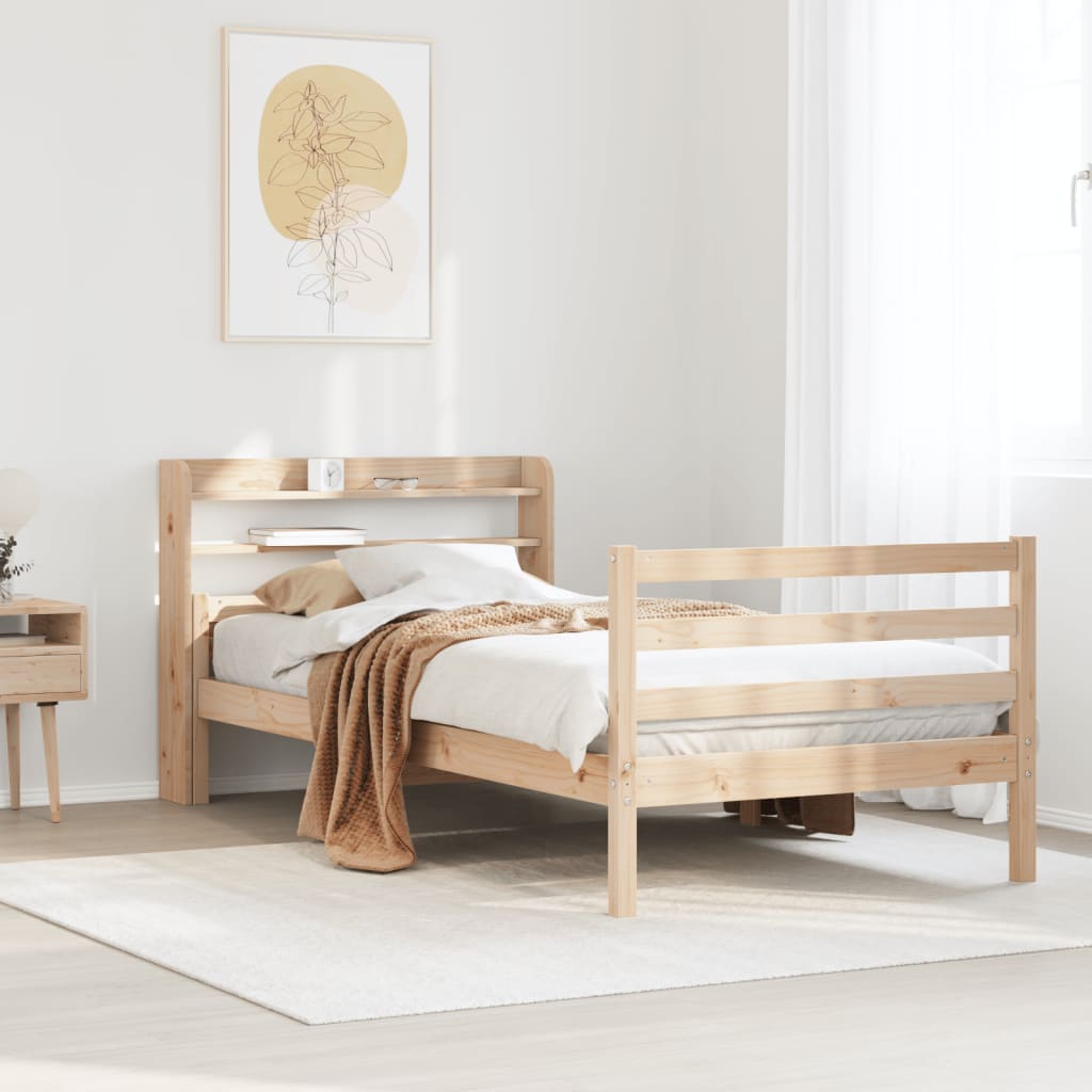 Sängram med huvudgavel 90x200 cm massiv furu