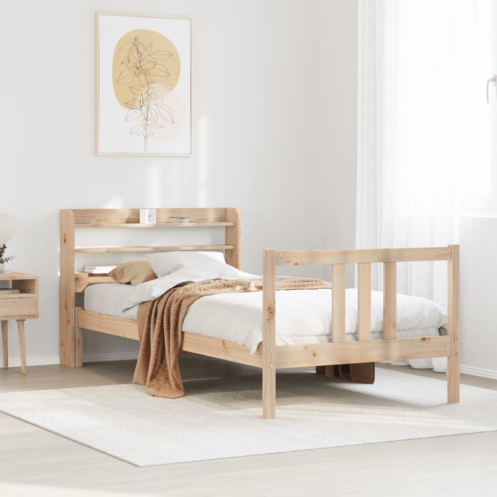 Sängram med huvudgavel 75x190 cm massivt furu
